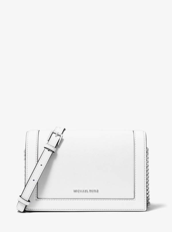 Damske Crossbody Kabelka Michael Kors Jet Set Large Saffiano Leather Biele - Kabelky Michael Kors Outlet | ONHTK-8625